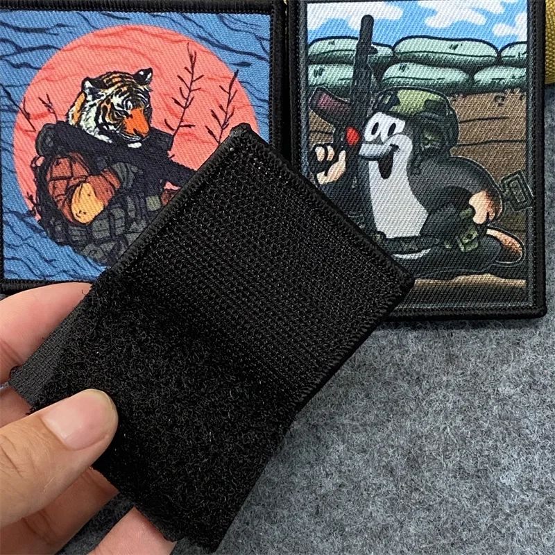 Parche de Animal Warrior Corps con estampado de Panda, insignia de moral táctica del escuadrón de Tigre, brazalete de gancho y bucle, parches para mochila y ropa - imagen 3