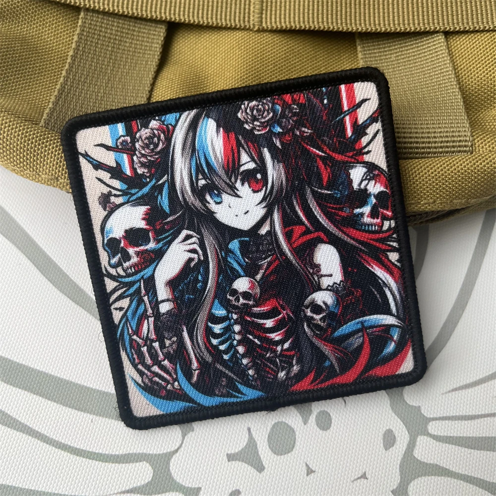 Insignia de moral táctica Punk de diosa de la luna de doncella rosa, decoración de mochila militar, pegatina de gancho y bucle impresa