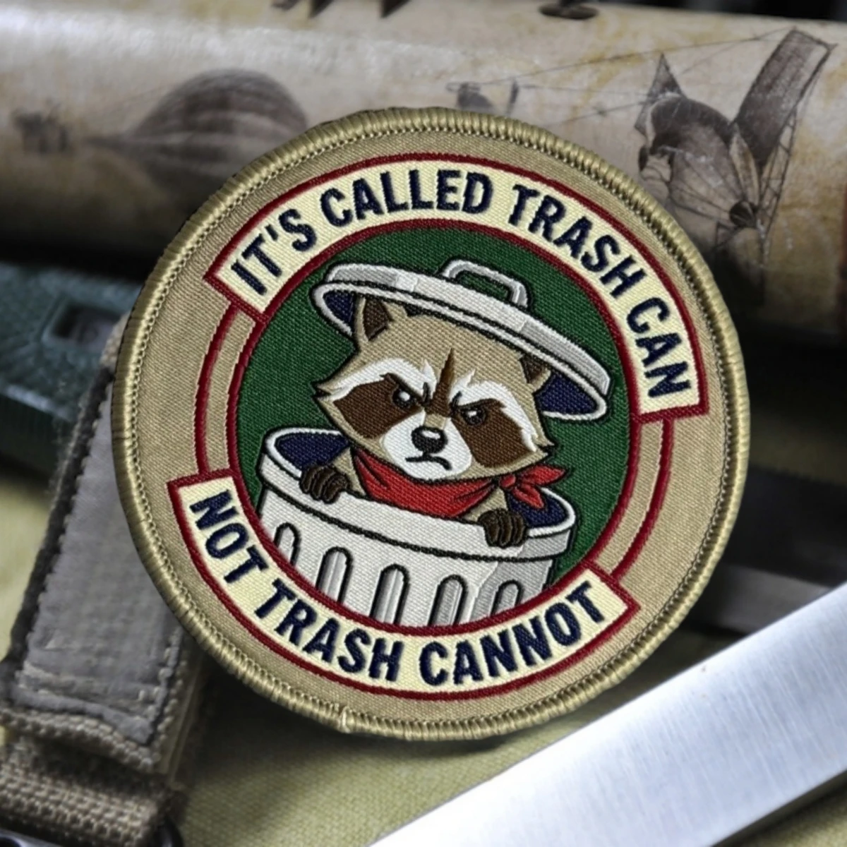 Parche táctico bordado mapache gancho y bucle para mochila militar - imagen 5