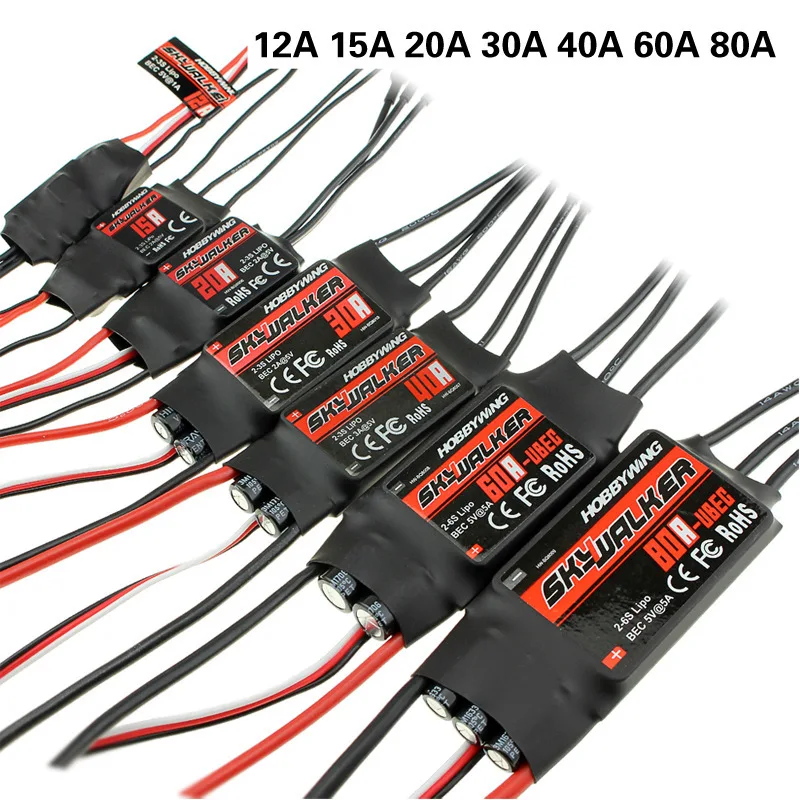 Nuevo 1 Uds Hobbywing Skywalker 12A 20A 30A 40A 50A 60A 80A 100A V2 controlador ESC de velocidad con UBEC para avión helicóptero RC
