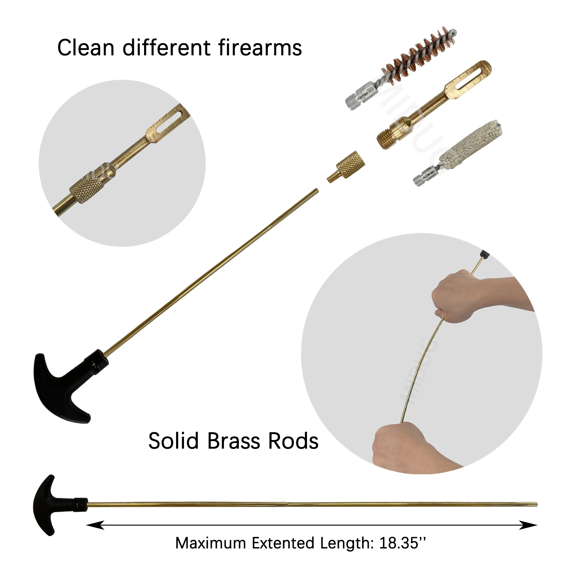 MIDUG Kit de limpieza de pistola Universal, estuche para pistola, Rifle, pistola, herramienta de cepillo para caza, escopeta, 9mm, calibre 12, calibre.40/.45 - imagen 4