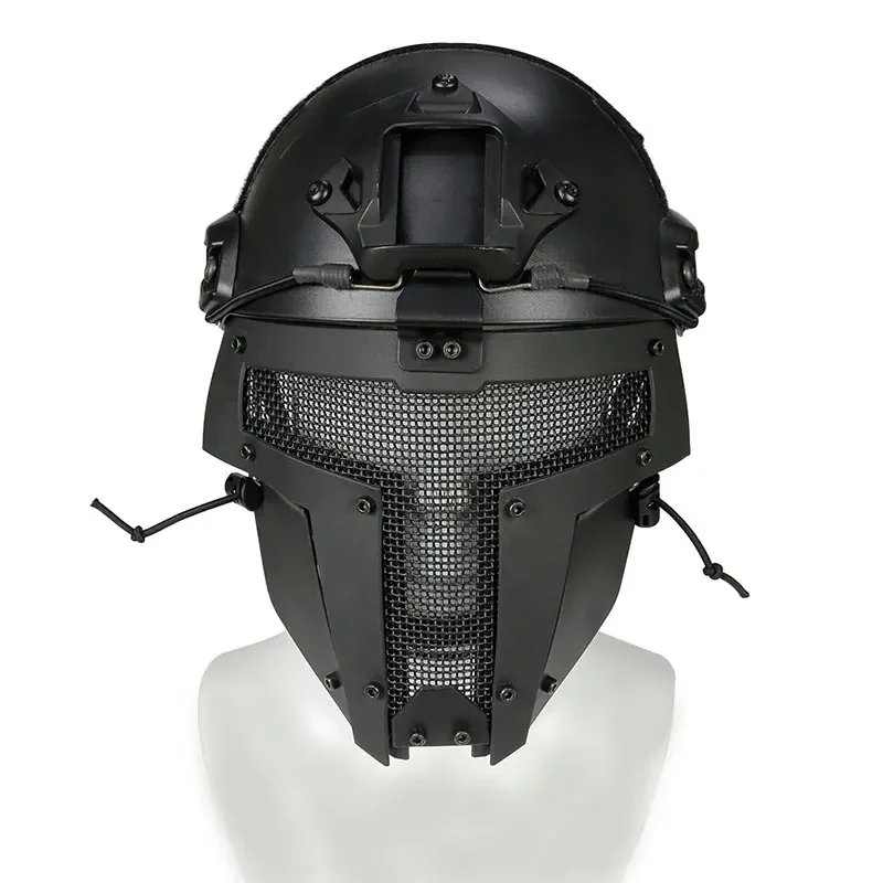 Máscara protectora táctica para caza, máscara protectora de cara completa de malla de acero, para Airsoft, Paintball, esgrima de tiro, CS, casco de protección para juego Sparta - imagen 5