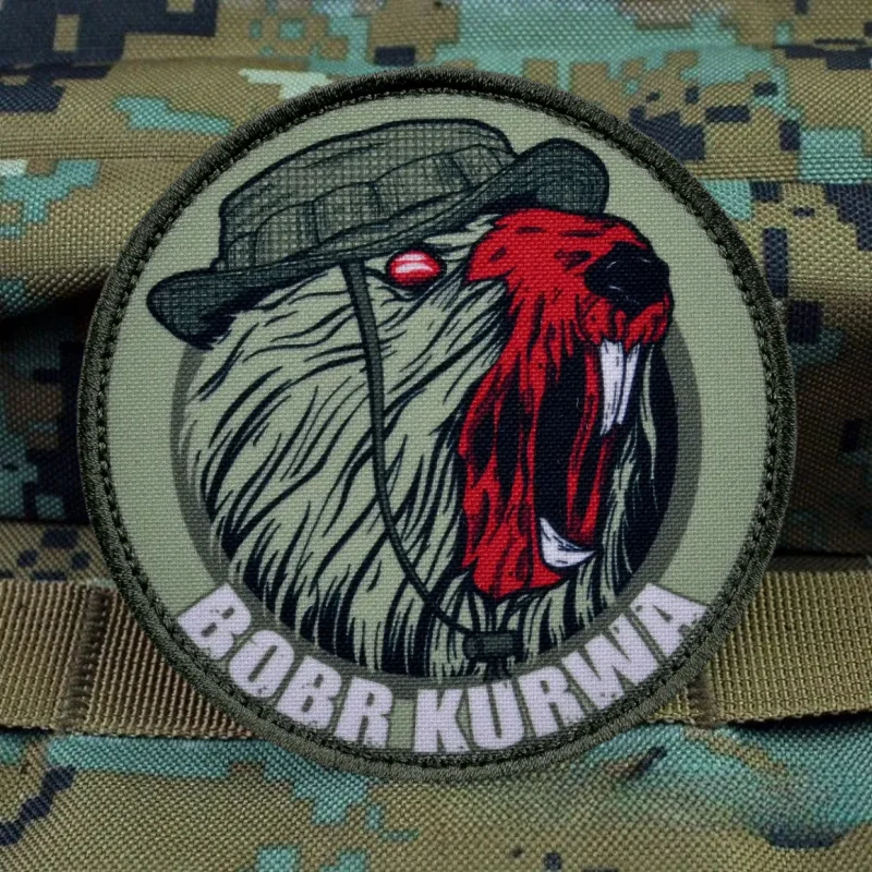 Parche táctico de moral "Beaver", parches de gancho y bucle impresos, insignia militar Bobr Kurwa, brazalete, pegatinas para mochila de combate - imagen 2