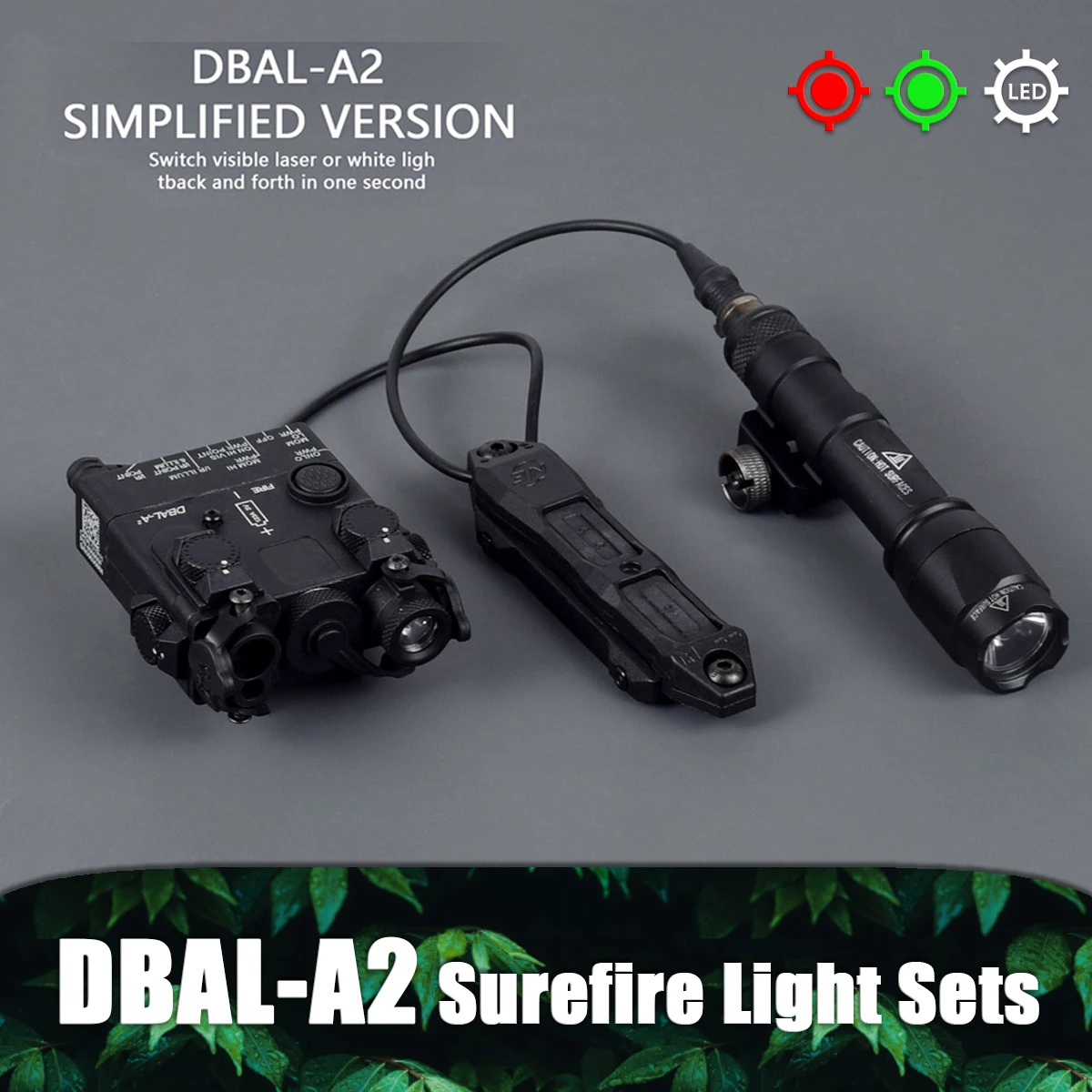 DBAL-A2 táctico versión simplificada luz Surefire M300C M600C juegos de linternas punto rojo verde mira láser para riel Airsoft de 20mm