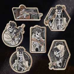 Parche táctico Spectre Squad, parches de gancho y bucle bordados, guerrero de calavera militar con insignias de moral de pistola, pegatinas para mochila de combate