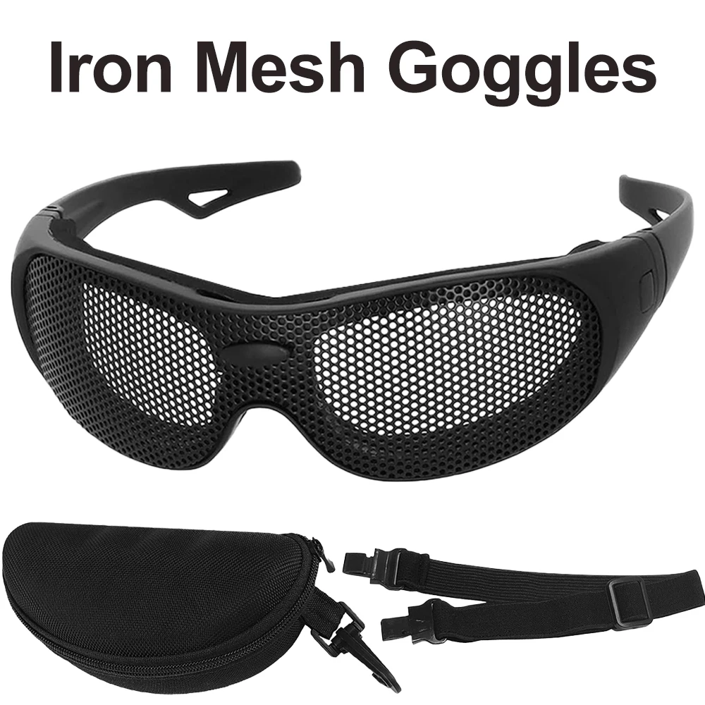 Gafas tácticas de malla metálica, gafas protectoras antiimpacto para los ojos, gafas de seguridad Airsoft para tiro CS, equipo de caza para juegos al aire libre