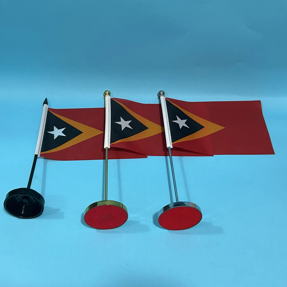 BANDERA SKY escritorio de oficina pequeña bandera de Timor-Leste bandera 14x21cm poliéster East Timor bandera nacional adornos de escritorio banderas - imagen 2