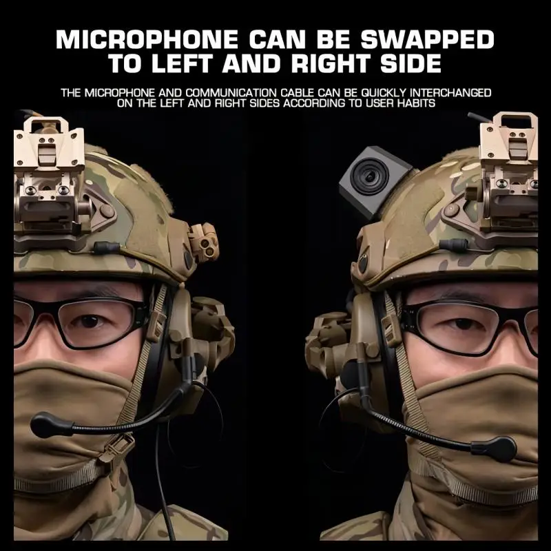 Auriculares tácticos C5, casco con reducción de ruido, protección para los oídos para caza y tiro, orejeras Airsoft con adaptador de riel - imagen 4