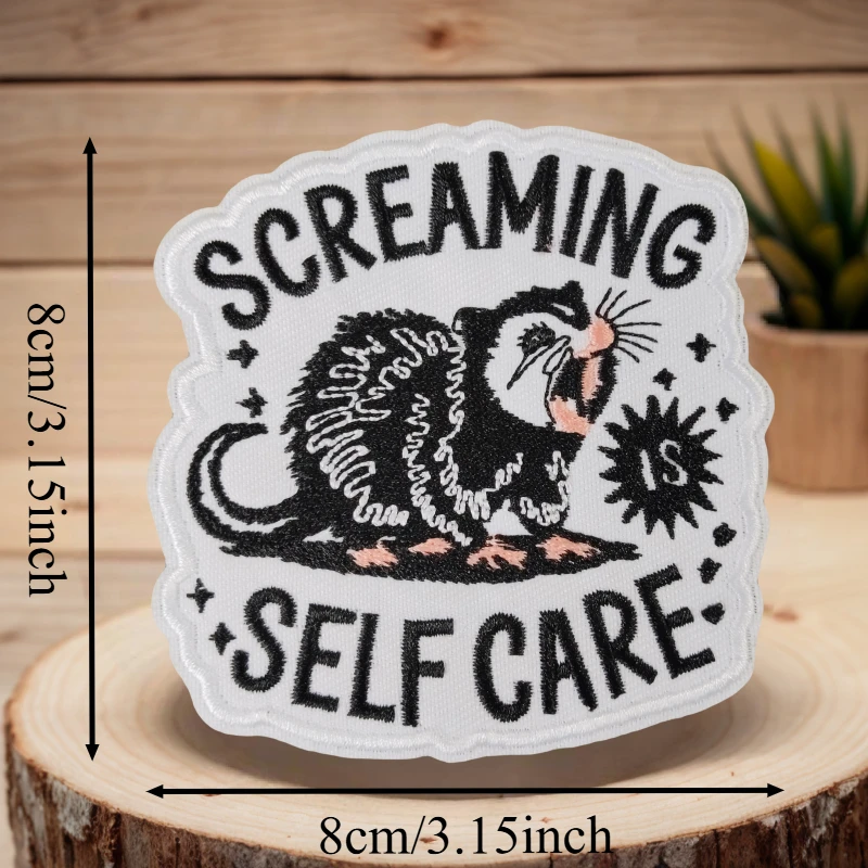 Parche bordado que grita para el cuidado personal, insignia de moral con gancho y bucle táctico, pegatinas decorativas para mochila, parches para brazalete para ropa - imagen 3