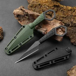 Cuchillo recto mini táctico con cordón para exteriores y pesca