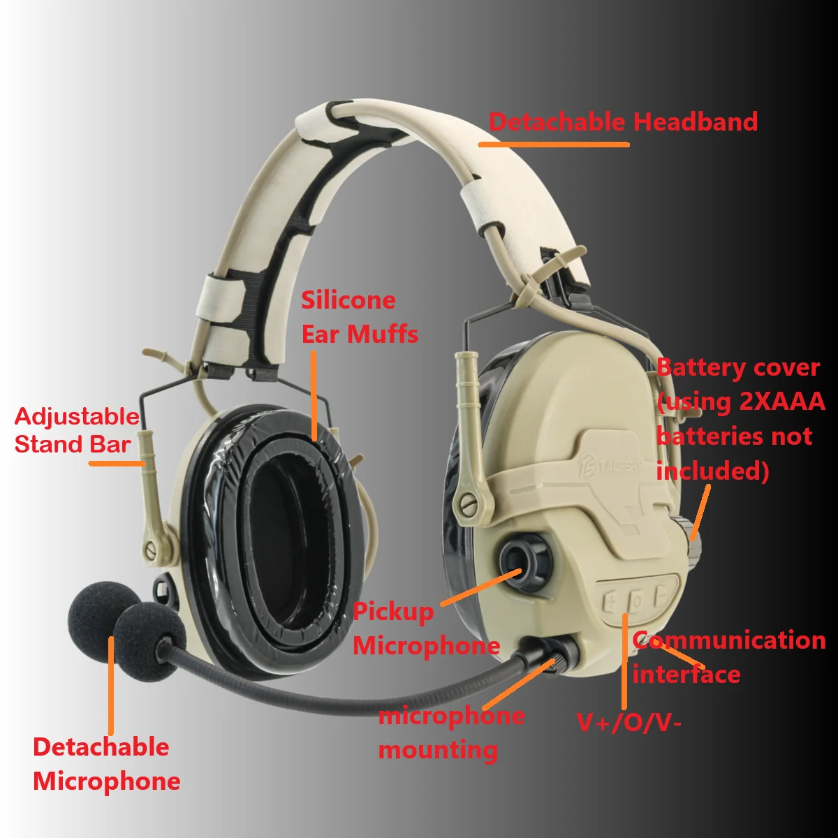 Auriculares tácticos TS TAC-SKY, dispositivo de audio TAC700 con adaptador U94 V2 PTT, Compatible con Baofeng UV5R UV82, Walkie Talkie - imagen 2