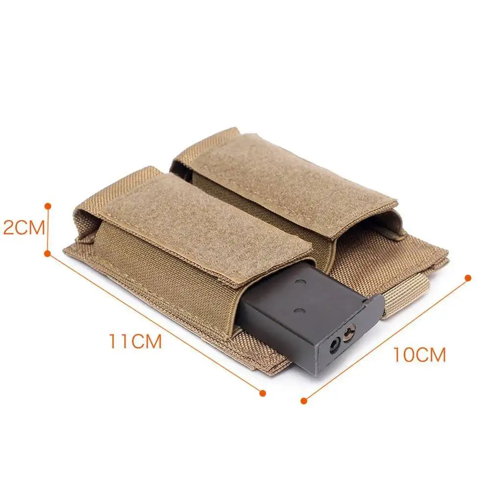 Bolsa táctica doble para revistas de 9mm, soporte MAG para pistola MP5A, banda elástica montada MOLLE, accesorios de caza - imagen 2