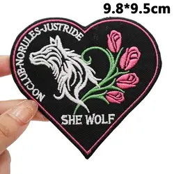 She wolf no club no rules just ride insignia, aplique bordado, etiqueta de costura, parches de motorista punk con respaldo de gancho