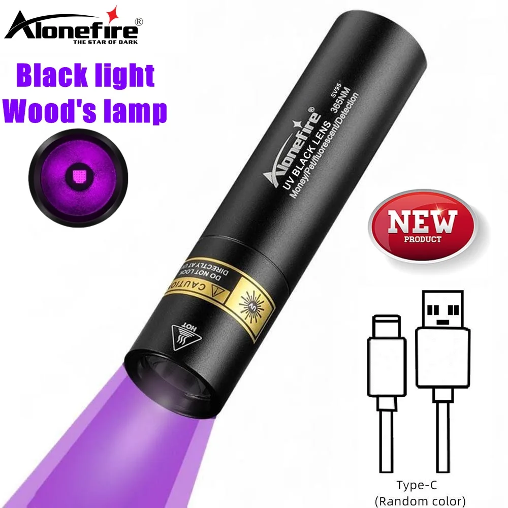 Lámpara de madera con luz negra UV de 365nm, linterna recargable de resina para curado de uñas, marcador de manchas de tiña de orina para mascotas, antorcha de mineral de dinero - imagen 2