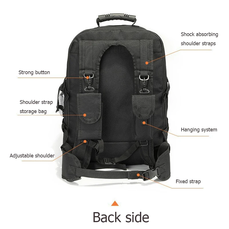 Mochila táctica militar de 60L, mochila de asalto Molle del ejército, mochilas de viaje al aire libre para senderismo, mochila de caza y acampada - imagen 5