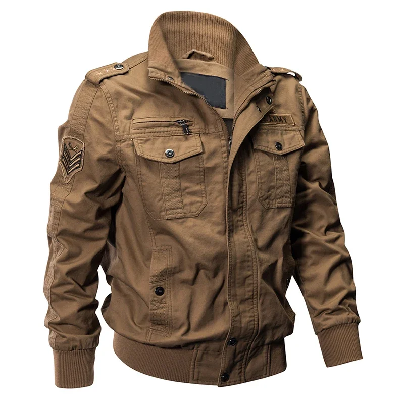 Chaquetas de piloto de caza para hombre, abrigo de bombardero de algodón, chaqueta táctica informal de vuelo de la Fuerza Aérea, invierno y otoño - imagen 4