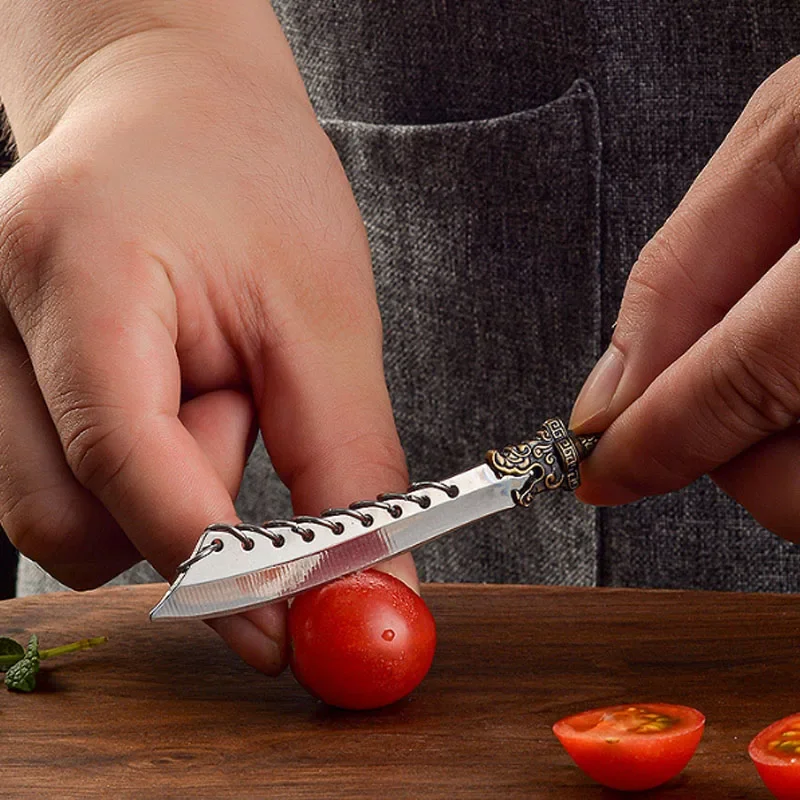 Cuchillo EDC mini acero inoxidable con funda de cuero