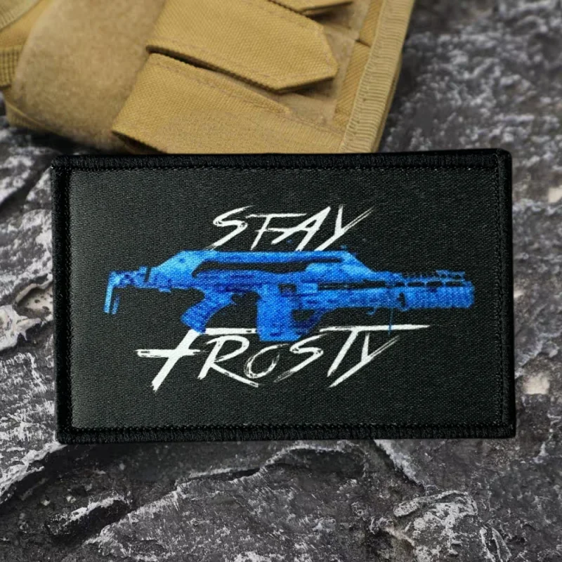 Parche con estampado de Alien Stay Frosty, chaleco táctico, sombreros con gancho y bucle, insignia de moral, mochila, pegatina decorativa, parches para brazalete para ropa - imagen 5