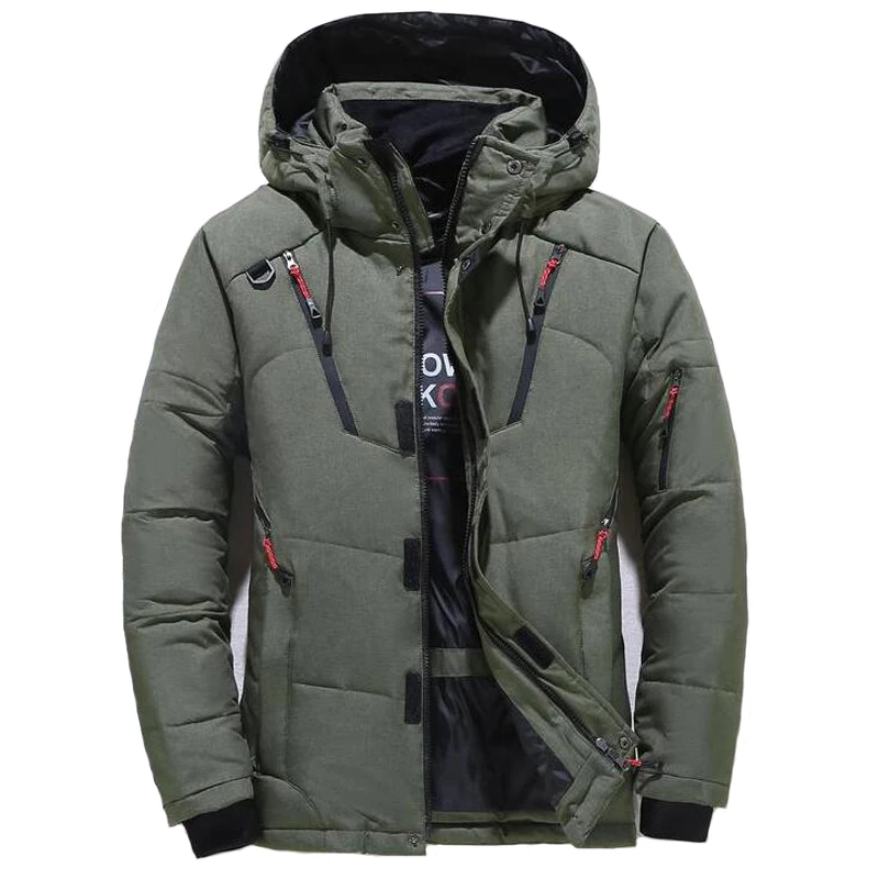 Parkas militares acolchadas para hombre, chaquetas con capucha de plumón de pato blanco de 20 grados, abrigos gruesos y cálidos con múltiples bolsillos para exteriores, talla 5XL - imagen 3