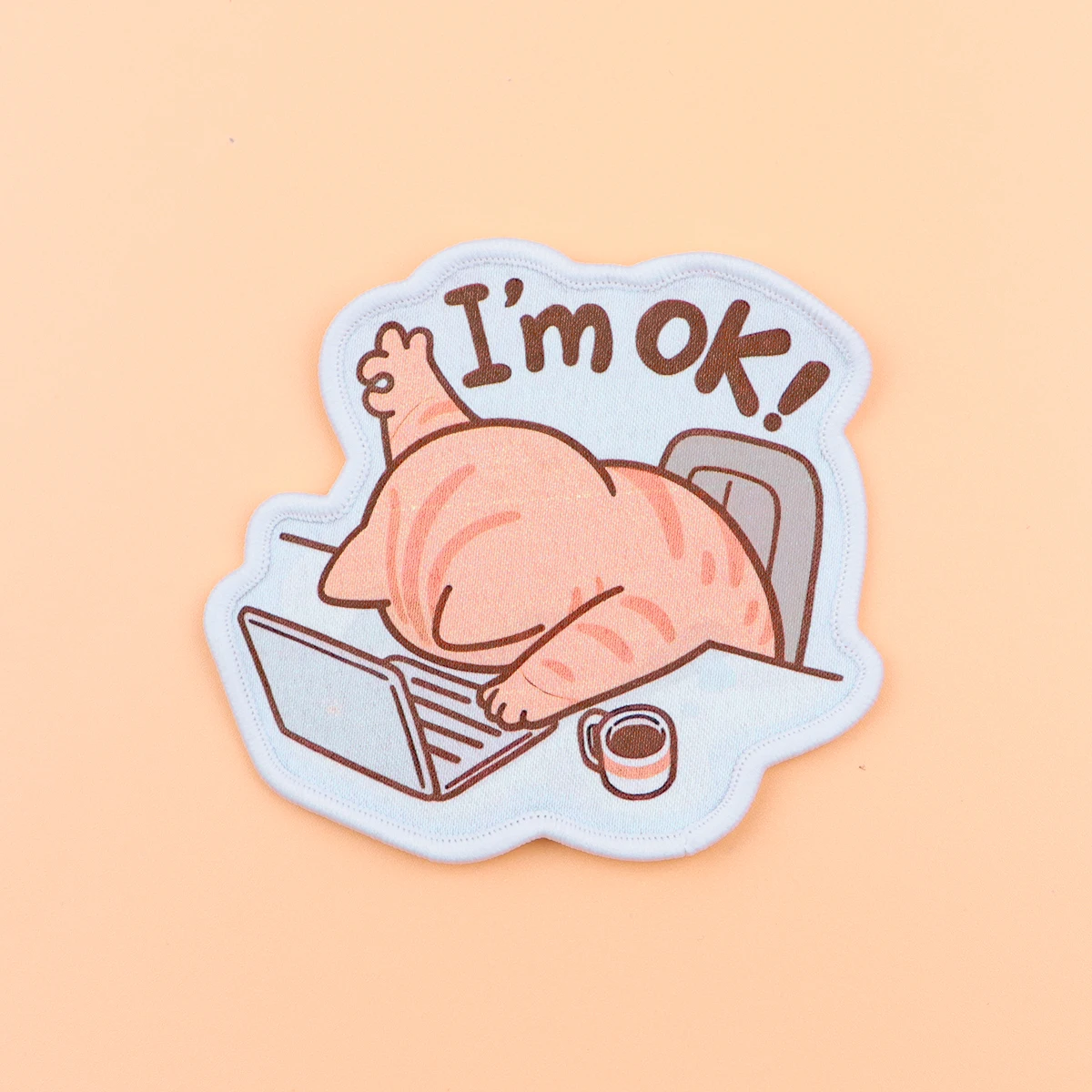 Estoy OK, parche para planchar, parche para ropa, bonito parche bordado de gato de oficina, accesorios de ropa, pegatinas de costura - imagen 4