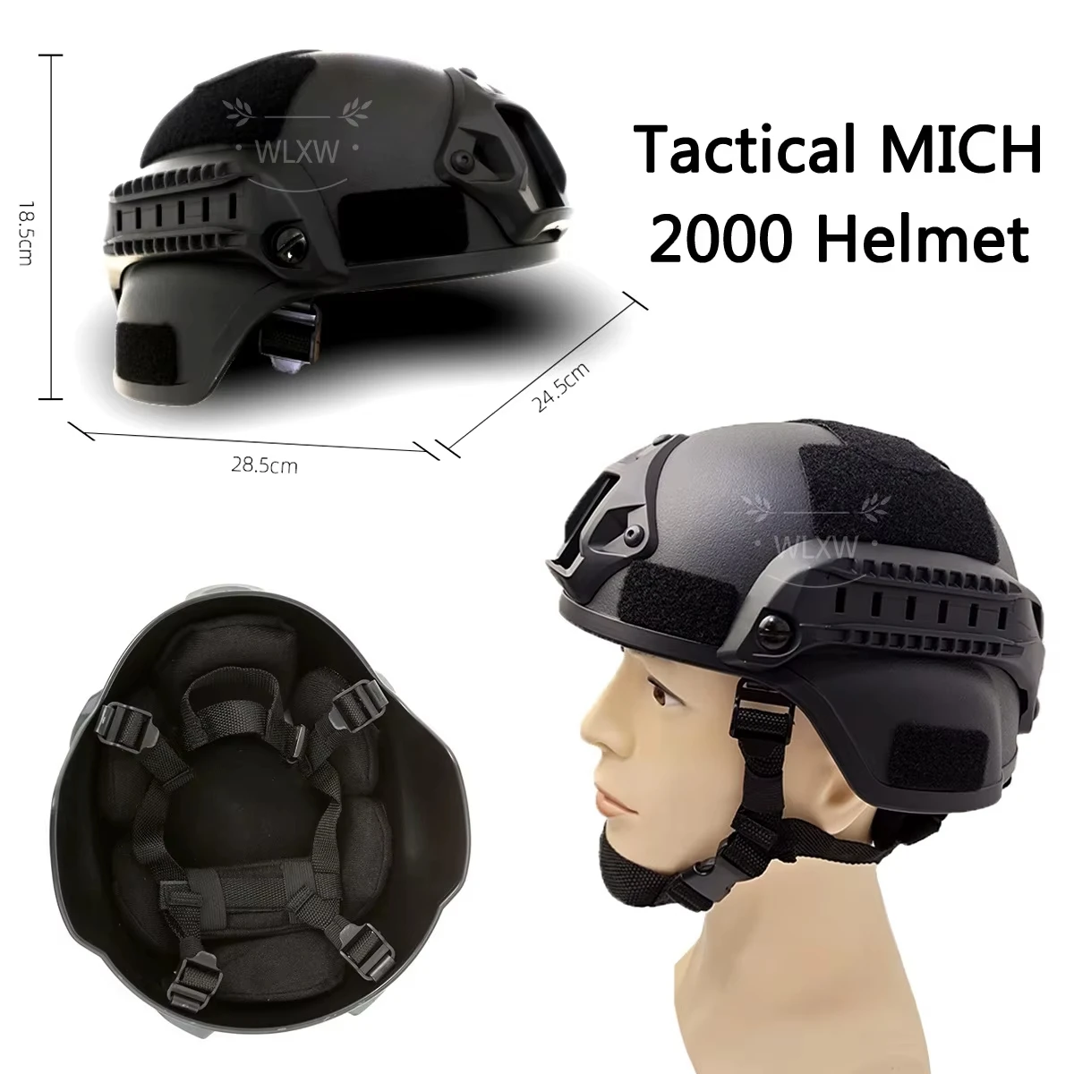 Casco táctico MICH Airsoft, conjunto de máscara de esqueleto de malla de media cara con gafas, máscara de protección Airsoft, equipo de tiro de caza al aire libre - imagen 3