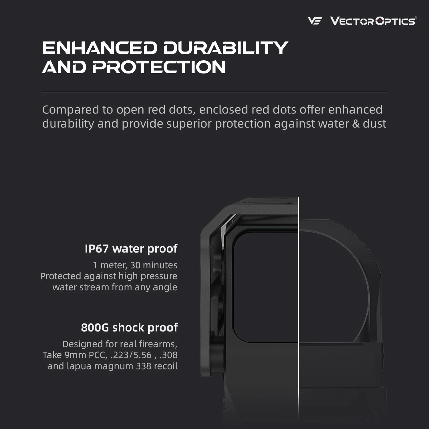 Mira Red Dot Vector Optics Frenzy Plus 1x31x26 Multi-Retícula con Sensor de Movimiento, Modo NV y Protector para AR 15 - imagen 3