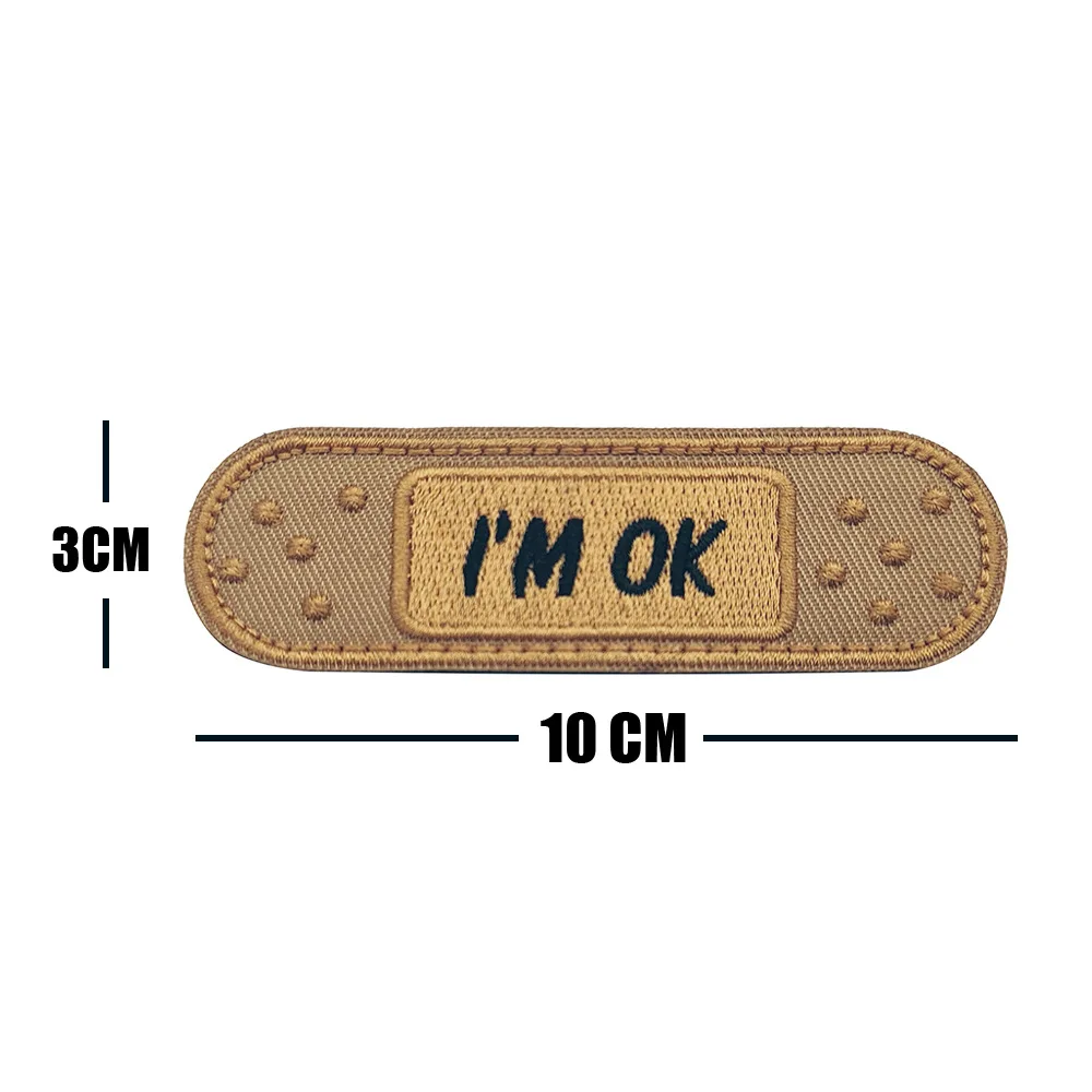 Parches para heridas I'm OK, insignias de moral, emblema bordado con gancho y bucle, parches tácticos OK para ropa, pegatina para mochila - imagen 4