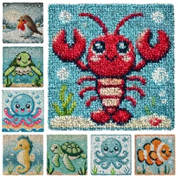 Kit alfombra gancho pestillo animales marinos – Artesanal infantil