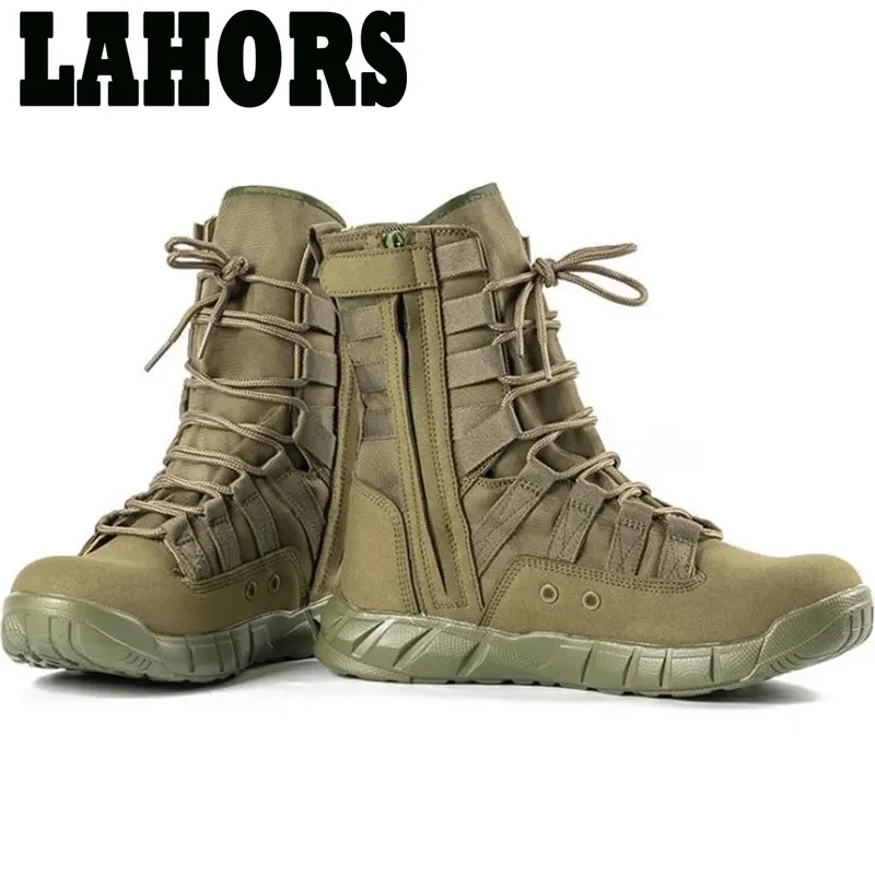 LAHORS-Botas de combate tácticas ligeras para hombre, zapatos del ejército del desierto, senderismo al aire libre, botines transpirables, zapatos de jungla - imagen 5