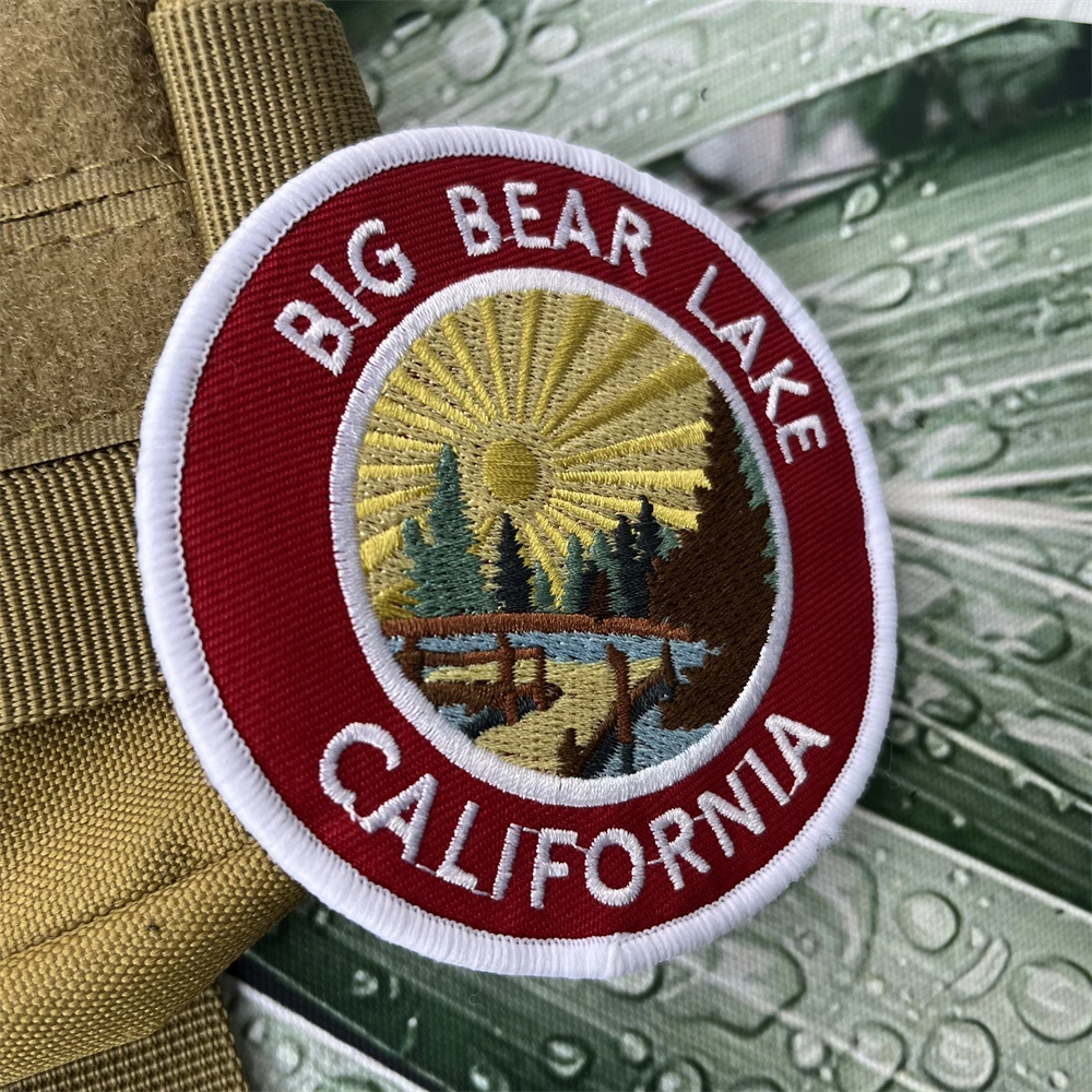 Parches tácticos de BIG BEAR LAKE CALIFORNIA, insignia militar, brazalete, mochila, gancho y bucle, pegatina bordada - imagen 2