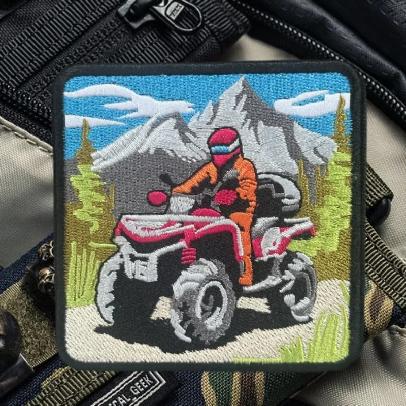 Parche bordado para bicicleta de playa todoterreno de montaña, insignia táctica con gancho y bucle, pegatina decorativa para mochila, parches para brazalete para ropa