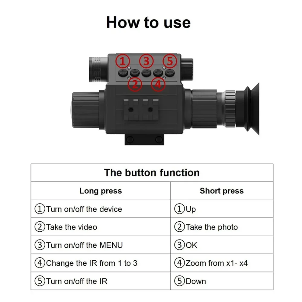 Mira telescópica Digital M5, visión nocturna, Monocular infrarrojo, láser de 950nm, IR, 1080P, grabación de vídeo y fotografía para vigilancia de caza - imagen 5