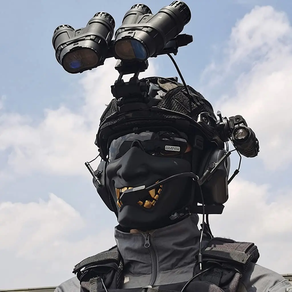 Casco de Paintball Airsoft, conjunto de máscara facial de calavera con soporte L4G24 NVG, auriculares tácticos de alta definición para uso de caza, comodidad - imagen 3