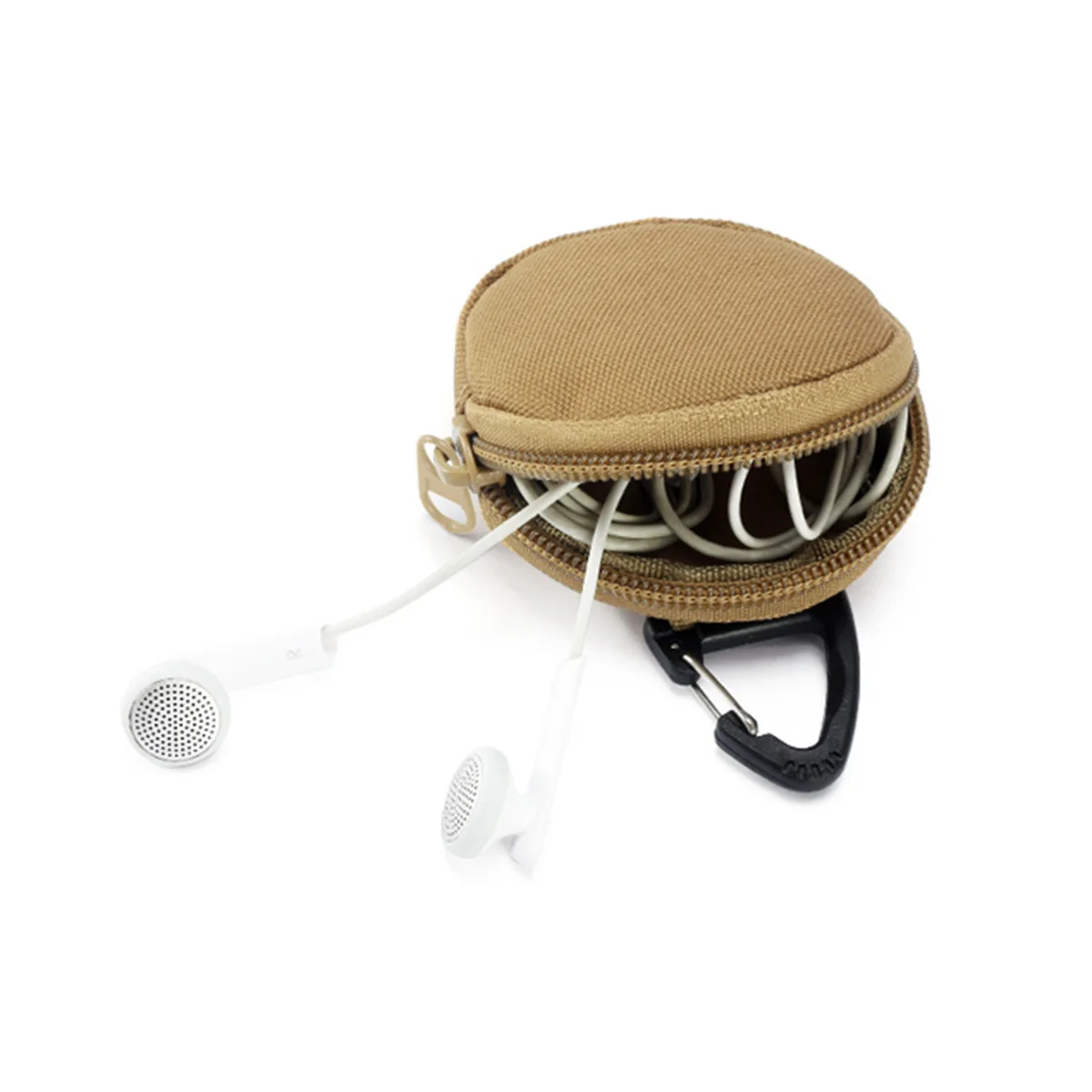 Mini bolso militar con cremallera para llaves, bolsa para auriculares, monedero pequeño redondo, monedero, tela Oxford 900D - imagen 4