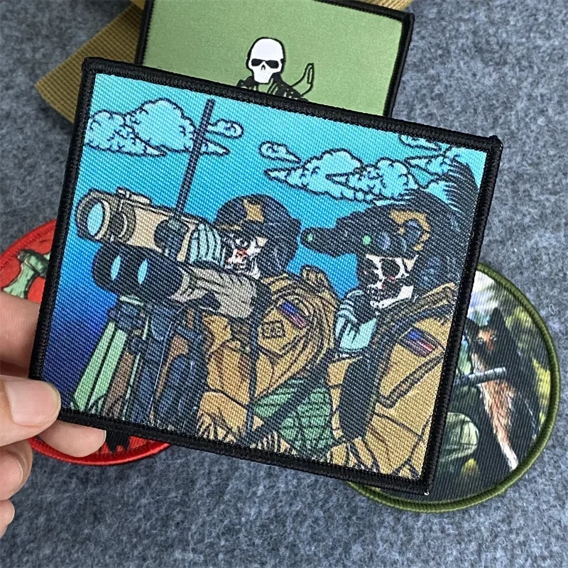 Parches estampados de la serie Skull Soldier, insignia de moral táctica, gancho y bucle, brazalete, mochila, pegatinas de ropa - imagen 3