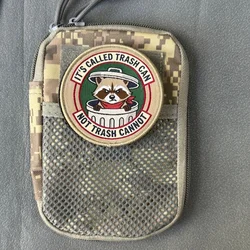 Parche táctico bordado morale mapache con velcro bote basura