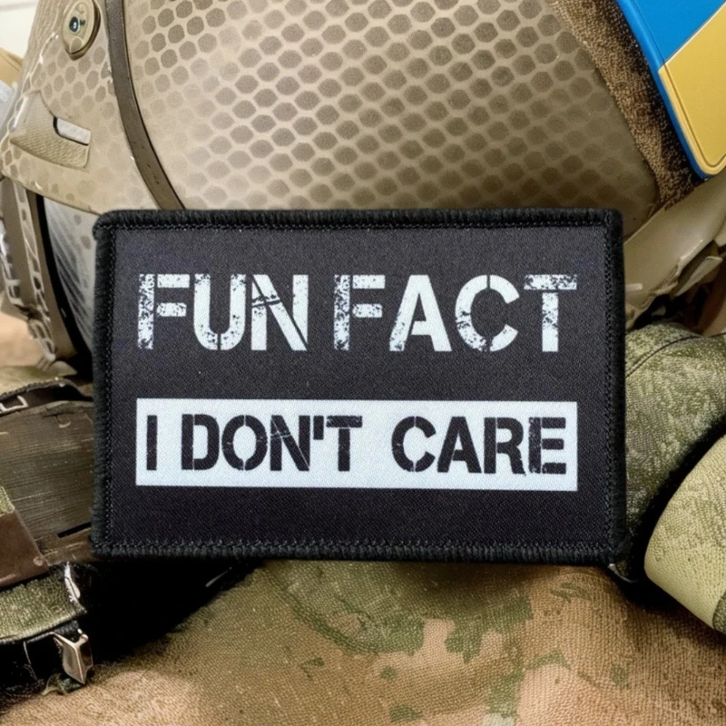 Fun Fact I Don't Care Parche táctico con gancho y bucle, insignia de moral, apliques para mochila para ropa