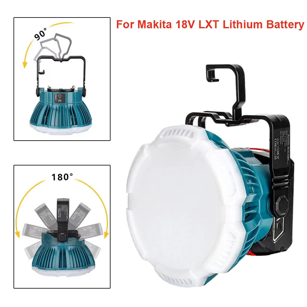 Linterna de camping LED de 2400LM para batería de litio Makita 18V LXT, luz de trabajo LED de 24W para reparación de automóviles, camping, emergencias y obstáculos