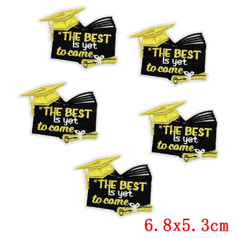 10 unids/lote 2025 parche de graduación DIY bordado hierro en parches para ropa parches termoadhesivos en uniforme de gorra de soltero - imagen 3