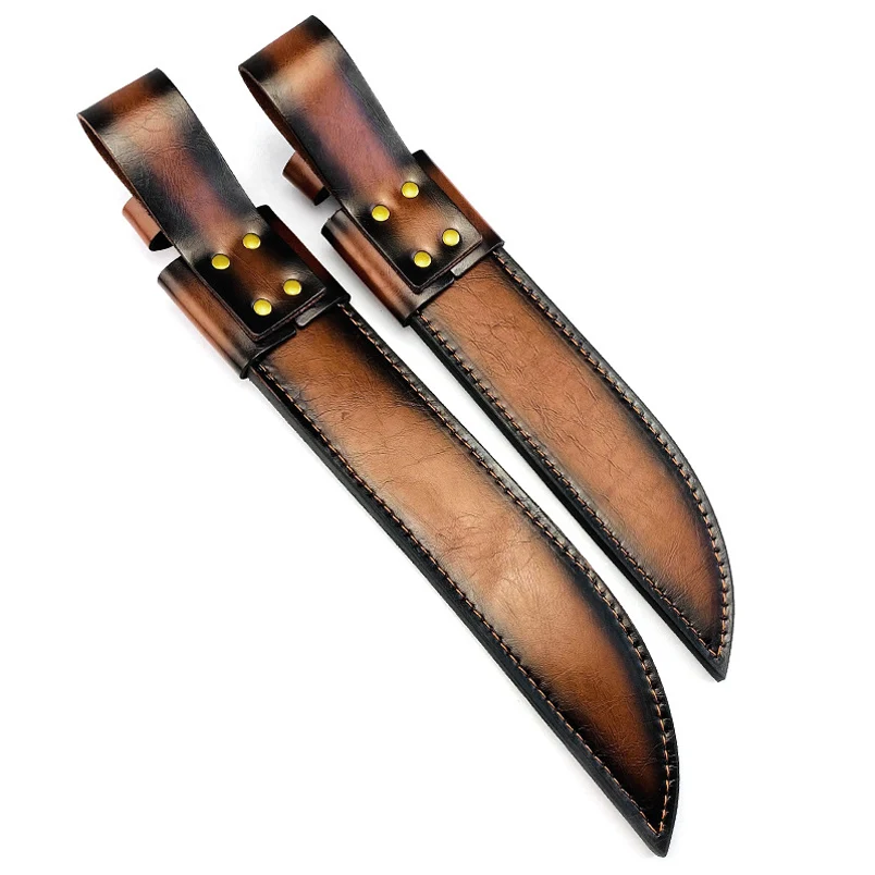 2 tamaños de longitud completa 397MM 337MM Material de cuero de vaca Real funda de cuchillo recto grande funda de hoja fija - imagen 4