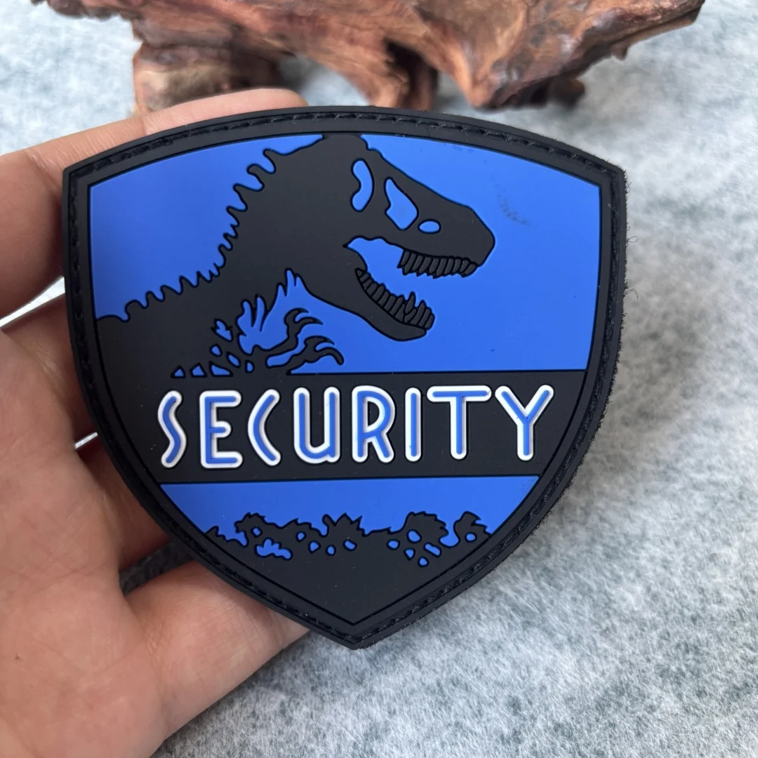 Parche táctico de dinosaurio de PVC de seguridad, parches de gancho y bucle bordados, insignia de moral militar, pegatinas para mochila - imagen 3