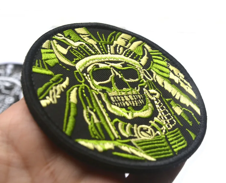 Insignia bordada de calavera de la muerte, parche táctico aborigen, apliques de gancho y bucle, mochila, chaqueta, pegatinas de ropa - imagen 4