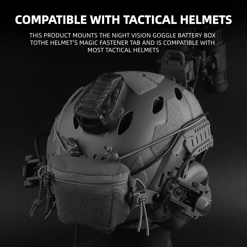 Bolsa de batería para casco de caza para gafas de visión nocturna – Bolsa para casco SC compatible con MOLLE con cierre mágico - imagen 4