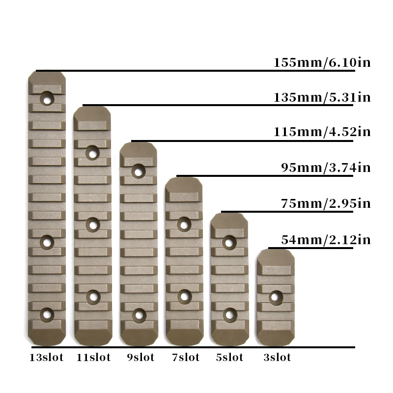 Juego de rieles Picatinny de plástico y nailon táctico, 6 uds., m-lok Keymod, 20mm, accesorios para pistola de juguete Airsoft, riel de polímero para m-lok Keymod - imagen 4