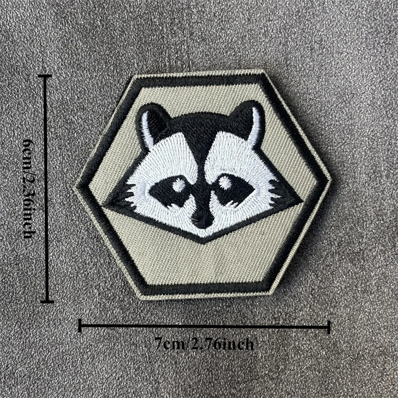 Parche bordado de mapache para ropa, insignias de moral, parches militares tácticos con gancho, pegatinas para mochila - imagen 3
