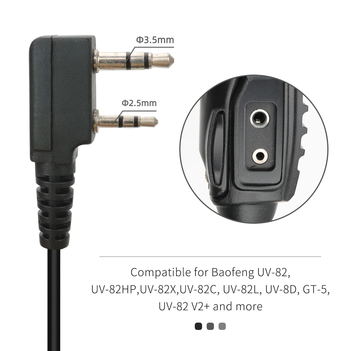 Baofeng Walkie Talkie auricular Dual PTT auricular K enchufe suave duradero gancho compatible con Baofeng UV-5RH UV-82 Ham Radio - imagen 2