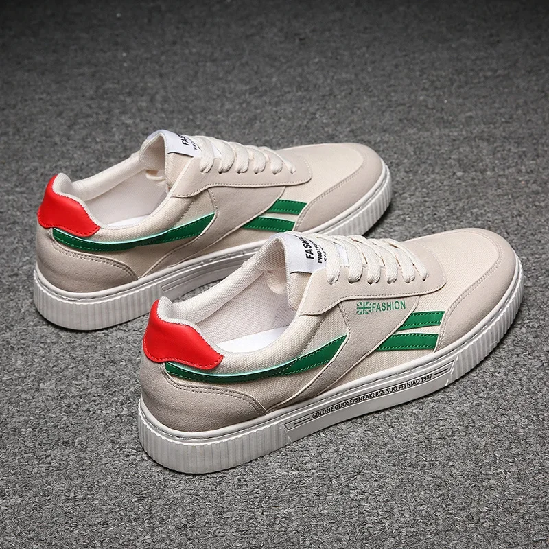 Zapatos vulcanizados de tendencia para hombre, zapatos planos casuales, moda Primavera Otoño, zapatos de lona, zapatillas de deporte de encaje para estudiantes para caminar para hombre Tenis - imagen 5