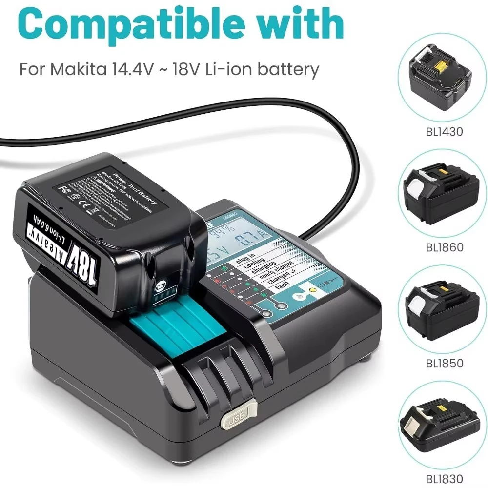Cargador de batería de iones de litio DC18RF, corriente de carga de 3,5a para Makita 14,4 V 18V BL1830 Bl1430 DC18RC DC18RA, herramienta eléctrica con USB - imagen 4
