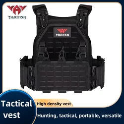 YAKEDA 6094 Chaleco táctico MOLLE negro ligero desmontable corte láser