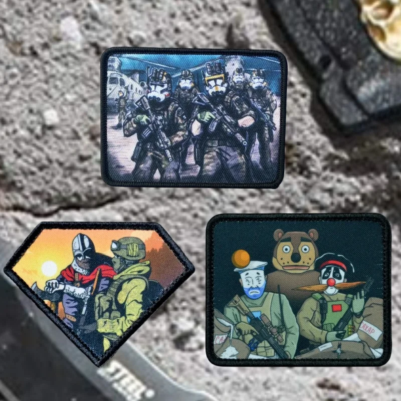 Clonación táctica soldado moral insignia parches impresos operador pueblo payaso brazalete generaciones gancho y bucle mochila pegatinas